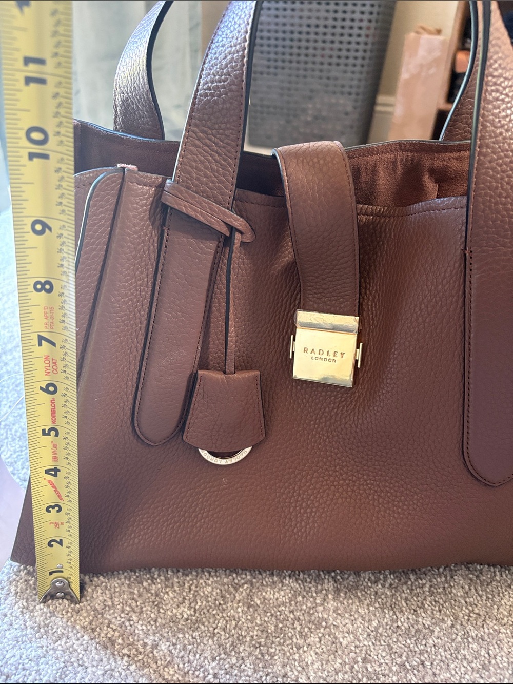 RADLEY LONDON Brown Pebbled Leather Top-Handle Crossbody - Picture 9 of 9